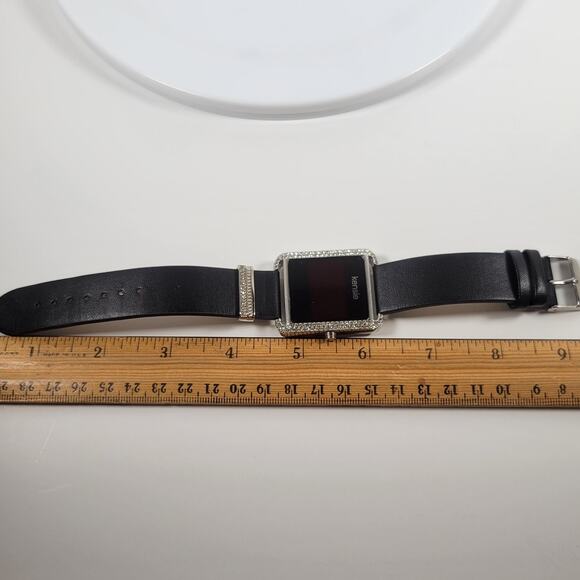 Kensie Women's Digital Watch with Crystals, Square Face, Black Leather Strap - Picture 16 of 16